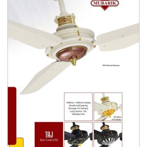Mubark Ceiling Fan 56″- Cooper Wire ( White & Mehron) TAJ