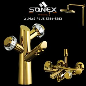 Sonex Sanitary Fittings ALMAS PLUS 5184-5183 Gold Bath Set